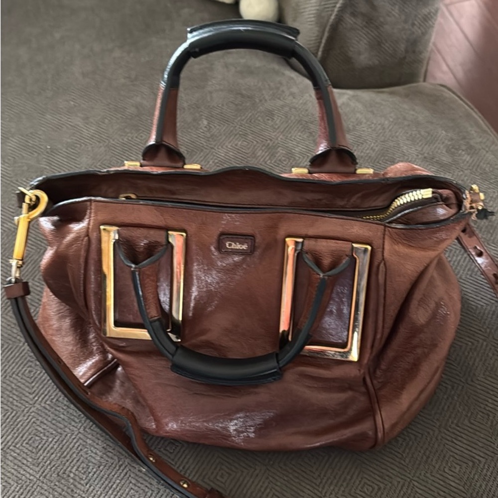 Chloe Brown Leather Tote Bag